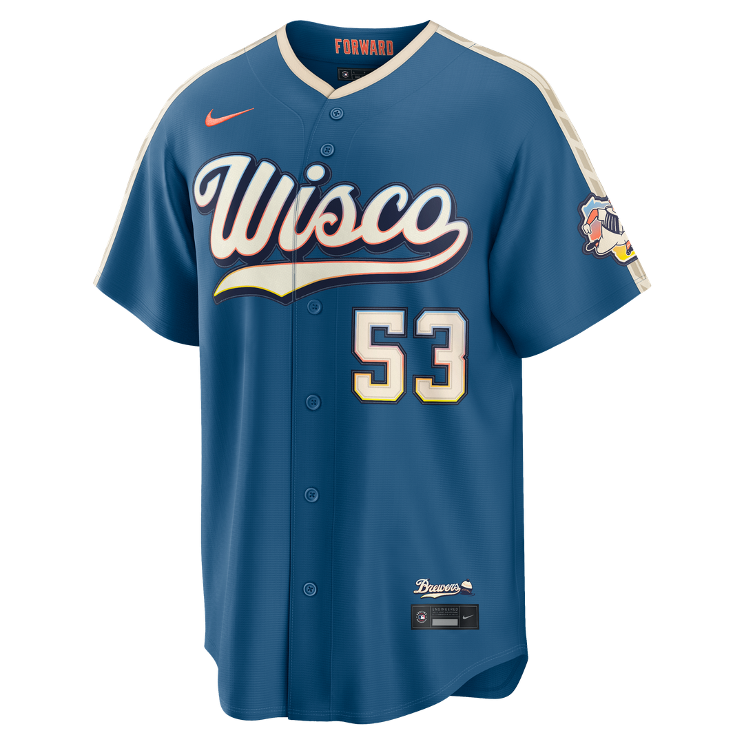Milwaukee Brewers Brandon Woodruff Nike 2026 City Connect Stadium Jersey - Mineral Blue